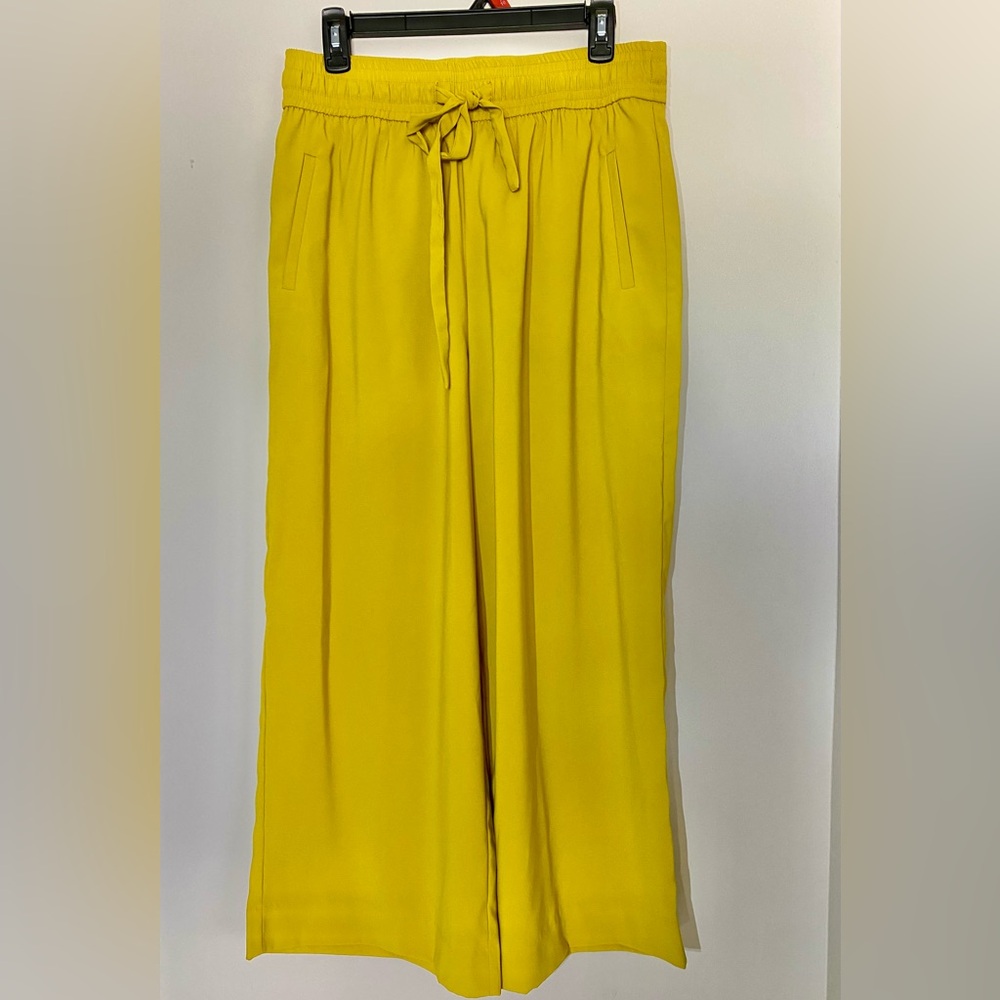 Zara High Waisted Wide Leg Mustard Yellow Palazzo Pants Size L